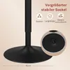 Close-up of the base of a black stand, with text and icons highlighting its features. Náhľad obrázku produktu
