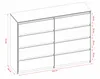 A 3D rendering of a white dresser with multiple drawers and dimensions indicated. Anteprima dell’immagine prodotto