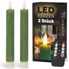 Stabkerzen LED mit Timer Grün 2er indoor mit 6 Stunden Produktbild-Vorschau 1