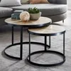 WOHNLING Couchtisch 2er Set Mango Massivholz Satztisch Rund Produktbild-Vorschau 1