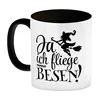 Kaffeebecher Schwarz mit witzigem Hexenmotiv zu Halloween - Produktbild-Vorschau 2