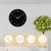30 cm große, schwarze Wanduhr aus Holz, modern und Produktbild-Vorschau 3