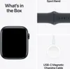 Collage showing an Apple Watch SE, a sport band, and a USB-C magnetic charging cable. Voir les images du produit