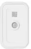 The top view of a white rectangular food storage container lid with a QR code and a central button. Produktbild-Vorschau
