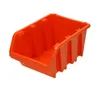 An orange plastic storage bin is shown against a white background. Produktbild-Vorschau