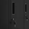 Close-up of two black metal locker doors with keys in the locks. Anteprima dell’immagine prodotto