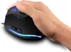 A hand holding a black gaming mouse with RGB lighting. Produktbild-Vorschau