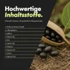 A close-up of black seeds in a wooden spoon, with text listing ingredients. Anteprima dell’immagine prodotto
