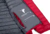 Produktfoto der "TSUNAMI ECO Men" Insulationsjacke von Ocun; zeigt graue und rote Farbkombination mit einer Tasche und Pflegehinweisen. Produktbild-Vorschau