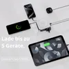A white charging station with multiple devices connected and charging, including a smartphone and a tablet, with text overlays. Produktbild-Vorschau
