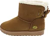 A single brown winter boot with white fur lining and a bow detail on the back, shown against a white background. Produktbild-Vorschau