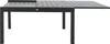 A dark gray, extendable garden table with a slatted top, shown from a side angle against a white background. Náhled obrázku produktu