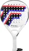 A white padel racket with red, white, and blue accents. Produktbild-Vorschau