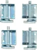 Four identical metal furniture feet with adjustable screws and plastic bases are arranged in a 2x2 grid against a white background. Produktbild-Vorschau