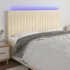 vidaXL LED Kopfteil Creme 180x5x118/128 cm Stoff -  Kopf- & Produktbild-Vorschau 2