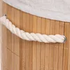 Close-up of a rope handle attached to a bamboo laundry basket. Náhled obrázku produktu