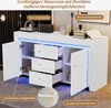 Credenza Merax lucida con LED, cassettiera con 3 cassetti e Anteprima dell’immagine prodotto 4