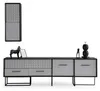 Designer Schwarz-Weißer TV-Lowboard Wandschrank  Holz Möbel Produktbild-Vorschau 1