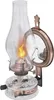 A vintage-style oil lamp with a copper finish and a reflective mirror attached to its side, set against a white background. Podgląd zdjęcia produktu