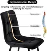 Close-up of a black velvet chair with diagrams highlighting ergonomic features. Anteprima dell’immagine prodotto