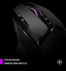 Close-up of a black gaming mouse with purple accents on the scroll wheel. Produktbild-Vorschau