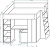 Hochbett Etagenbett mit Schreibtisch Schrank Regal und Produktbild-Vorschau 4