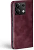 A close-up side view of a burgundy flip-style phone case for a Xiaomi Redmi Note 13 Pro 5G. Produktbild-Vorschau