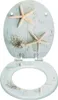 A toilet seat and lid decorated with a marble pattern and starfish. Produktbild-Vorschau