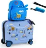 COSTWAY 2tlg Kinderkoffer + Rucksack, 12"+18" Kindertrolley Produktbild-Vorschau 1
