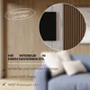A close-up view of wall panels with text overlays and a blurred background of a living room. Anteprima dell’immagine prodotto