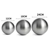 Three stainless steel spheres of different sizes are displayed side-by-side, with their diameters indicated by text labels. Podgląd zdjęcia produktu