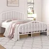A white metal bed frame with bedding is shown in a bedroom. Produktbild-Vorschau