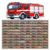 Modellauto-Regal für 80 Autos 1:64 – Wandregal & Setzkasten für Spielzeugautos, Feuerwehr-Motiv, HDF-Trennwände – mit Modellautos an der Wand Produktbild-Vorschau