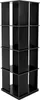 A black, four-tier, cube-shaped bookshelf is shown against a white background. Podgląd zdjęcia produktu