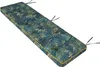 A long, tufted bench cushion with a tropical leaf pattern and yellow piping, shown on a white background. Náhled obrázku produktu