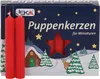A box of red doll candles with a winter scene on the packaging. Náhľad obrázku produktu