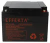 A black battery with red text and symbols on a white background. Produktbild-Vorschau