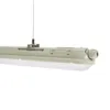 A close-up, side view of a white, linear LED light fixture suspended by a thin wire against a white background. Produktbild-Vorschau