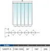Diagrams and a table showing dimensions and specifications for a product. Produktbild-Vorschau