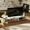 Moderne Couchtisch Weiß Marmor mit Stauraum - Sofatisch Produktbild-Vorschau 5