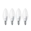Four Philips LED candle light bulbs arranged in a row against a white background. Produktbild-Vorschau