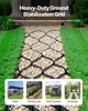 A gravel path stabilized by a grid system, bordered by grass, with smaller inset images showing different applications. Podgląd zdjęcia produktu