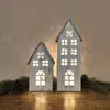 Holz LED Haus weiß silber 2er Set - klein und groß Produktbild-Vorschau 5