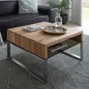 home24 Couchtisch - Eiche Massiv / Glas - Eiche / Silber Produktbild-Vorschau 2