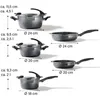 A collection of pots and pans with measurement indicators. Anteprima dell’immagine prodotto