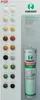 A display of Ramsauer Kachelofen 420 sealant colors with a cartridge of the product. Produktbild-Vorschau