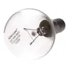 A close-up, slightly angled view of a clear glass light bulb with a black screw base, against a white background. Produktbild-Vorschau