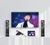 A TV, laptop, and speakers are set up to show a singer performing. A close-up shows an adapter connecting cables. Voir les images du produit