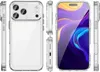 Multiple views of a clear smartphone case, including front, back, and side profiles, with a phone screen displayed in one view. Produktbild-Vorschau