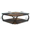 A square coffee table with two shelves, shown from a side-angle with dimensions indicated. Anteprima dell’immagine prodotto